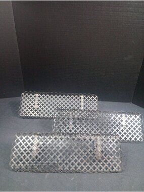 Vintage Mid Century Retro  HOMECO 3 pc set of Black Metal Mesh Wall Shelves 1960